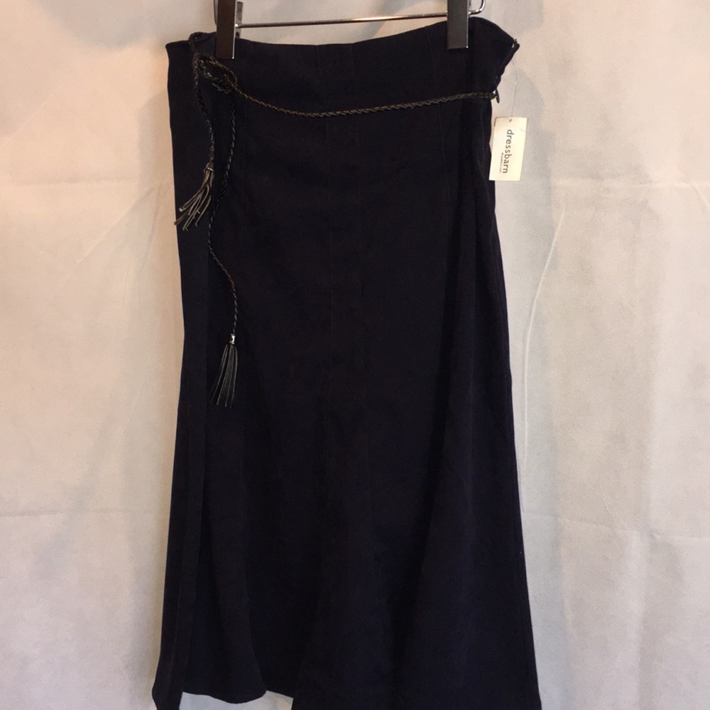 Roz & Ali Navy MIDI Skirt | Size 8 (NWT)